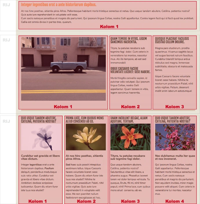 Flexibele layout mogelijkheden : kolommen